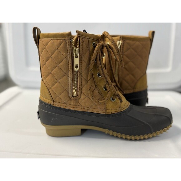 Tommy Hilfiger Boots Womens 8M Russel Duck Beige Leather Lace Up Casual Ankle - Picture 6 of 7